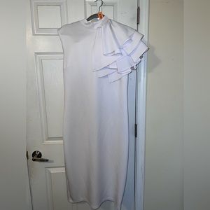 White mock neck dress
